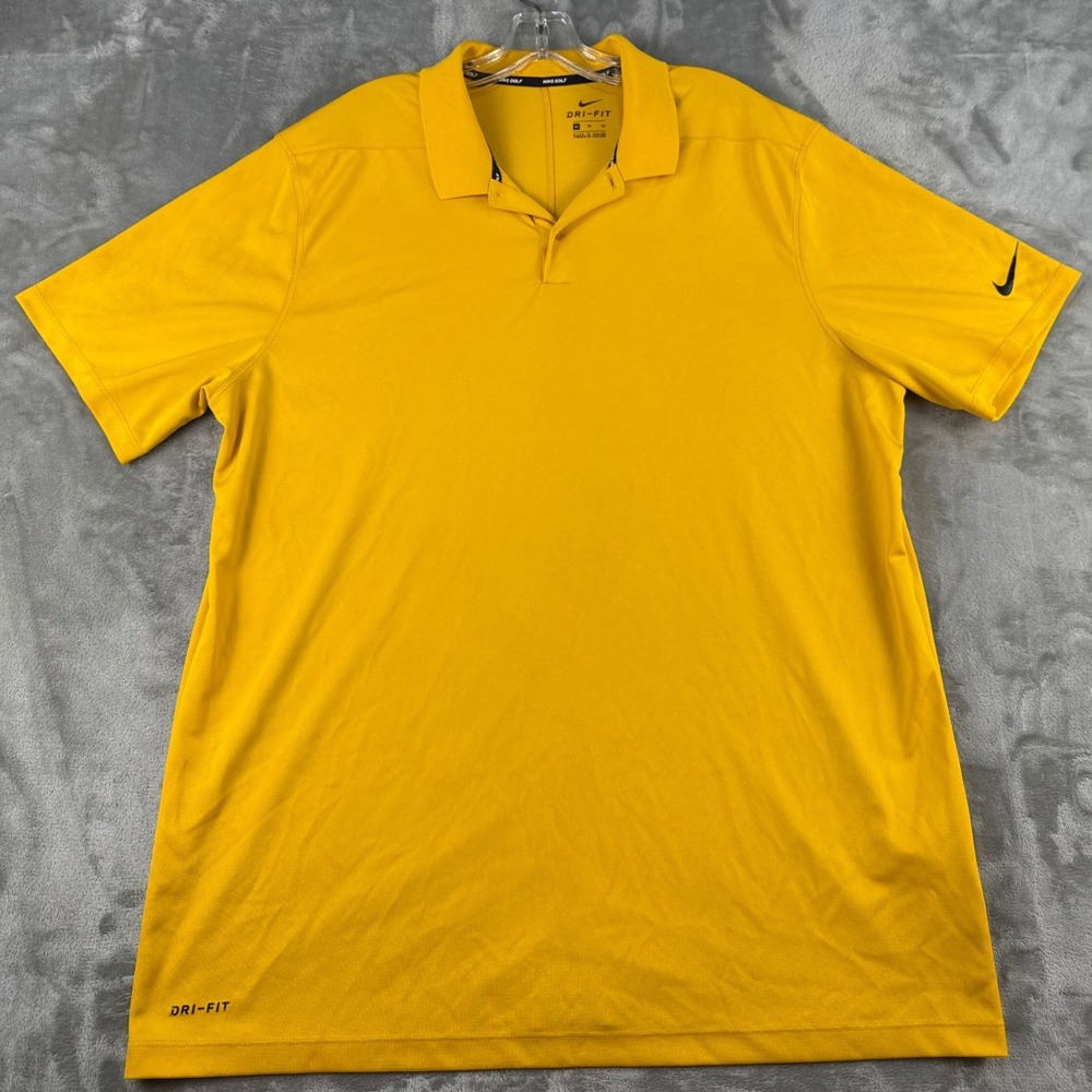 Nike Polo Shirt Mens XL Dri-FIT Golf Yellow Short Sleeve EUC